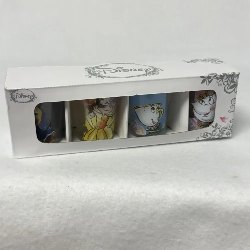 Disney Beauty & The Beast Set of 4 Shot Glasses Set / 1.5 oz Glass Open Box